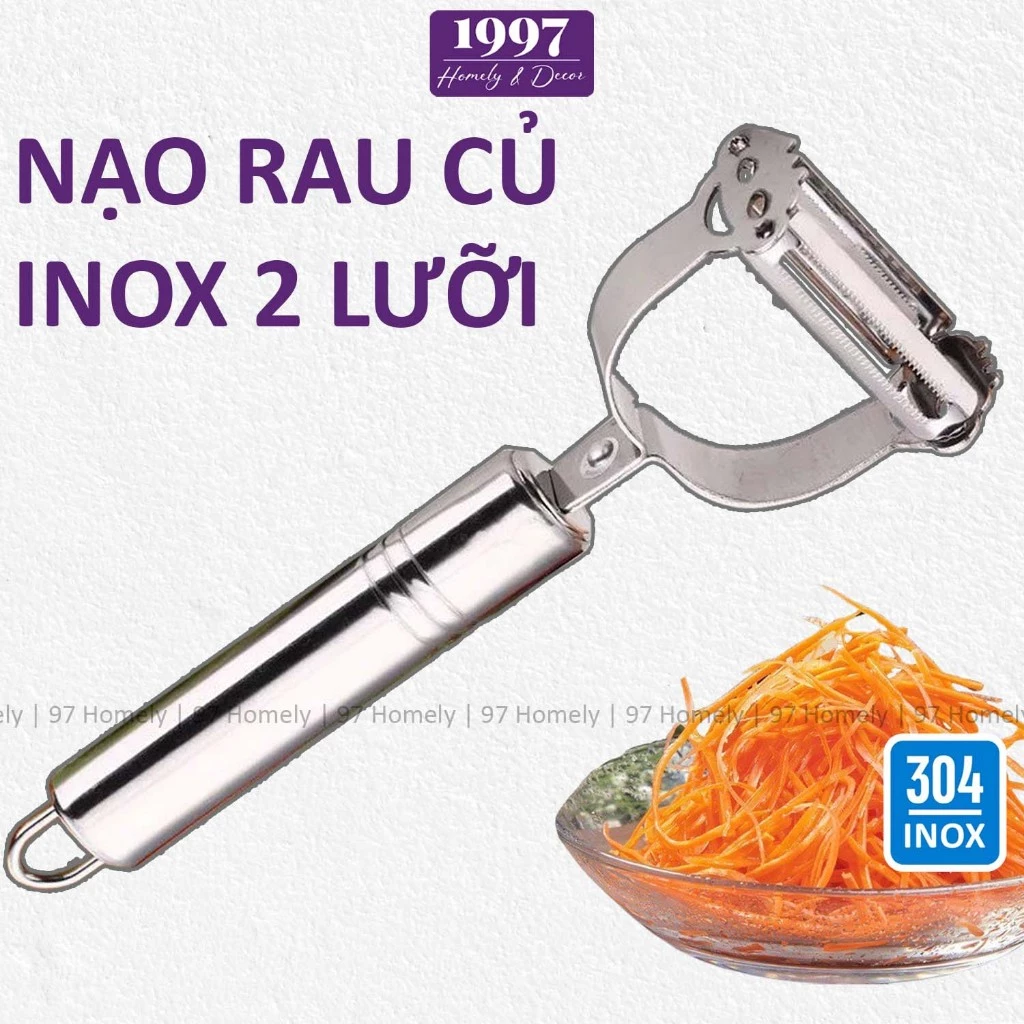 Nạo Rau Củ 2 Chế Độ Nạo Sợi Nạo Vỏ Inox 304 Chống Gỉ Có Móc Treo Tiện Dụng 97HOMELY DT240303001