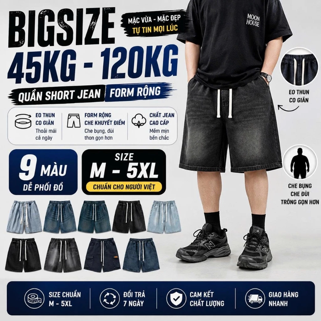 [CÓ BIGSIZE] Quần Jean Short BigSize nam nữ Unisex S2, phong cách trẻ trung năng động và cá tinh