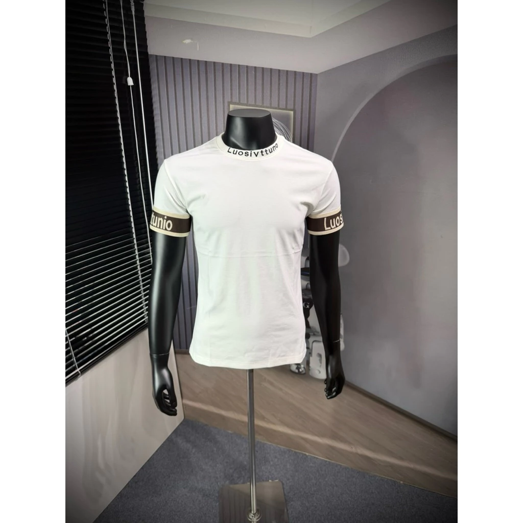 Áo Thun Nam Thêu Luonvuituoi Viền Cổ Phối Bo Tay Chất Cotton Quảng Châu Hàng Hottrend=QC