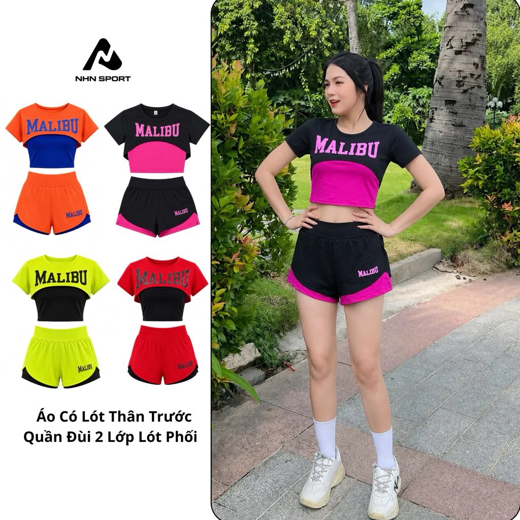 [ NHN SPORT ] Bộ tập gym nữ, quần áo tập gym yoga aerobic nữ chất đẹp bộ thể thao nữ áo 2 lớp, quần 2 lớp( TS-03 )