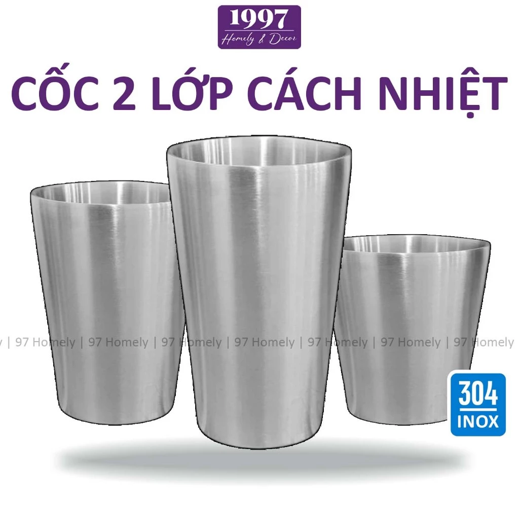 Cốc Inox 304 Cao Cấp 2 Lớp Nhiều Dung Tích 2 Màu Vàng & Bạc Nhà Hàng Quán Cafe 97HOMELY DT250400701