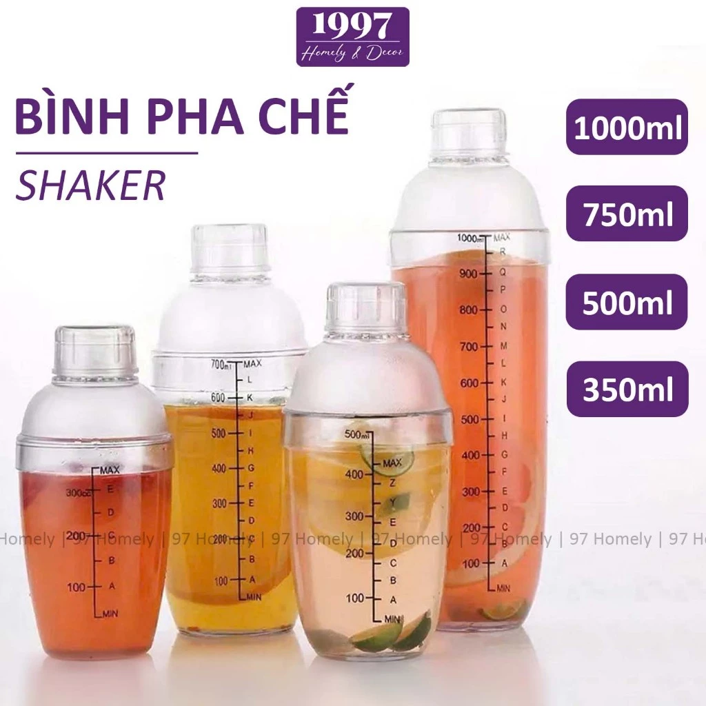 Bình Lắc Pha Chế Shaker Nhựa PC Thân Thiện Nhiều Dung Tích Pha Cafe Cocktail 97HOMELY DT260600501