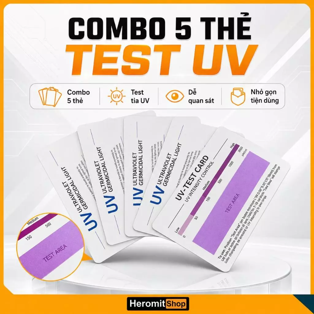 Thẻ test UV ( COMBO 5 Thẻ ) kiểm tra tia cực tím UV/UAV/UBV thẻ nhựa PVC Ultra bản tiếng anh