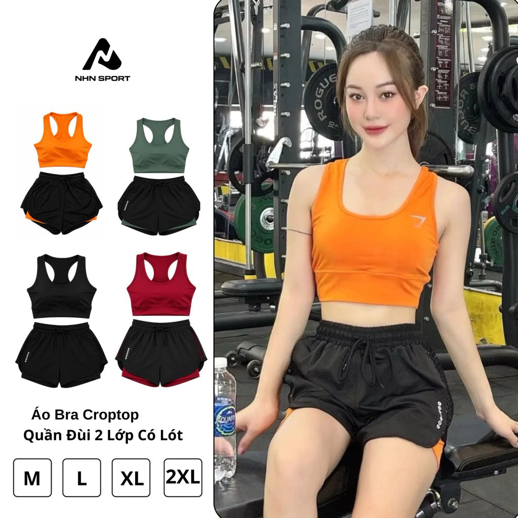 Bộ Bra Tập Gym Yoga Earobic Kết Hợp Quần Đùi 2 Lớp Cho Nữ - Đồ Tập Gym Yoga Erobic Chạy Bộ Nữ( Ng04)