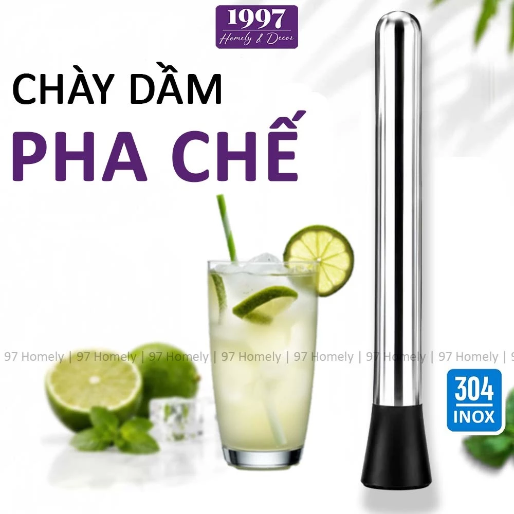 [Combo 5] Chày Dầm Pha Chế Đồ Uống Inox 304 Chống Gỉ Bar Pha Cocktails Nước Ép 97HOMELY DT260601501