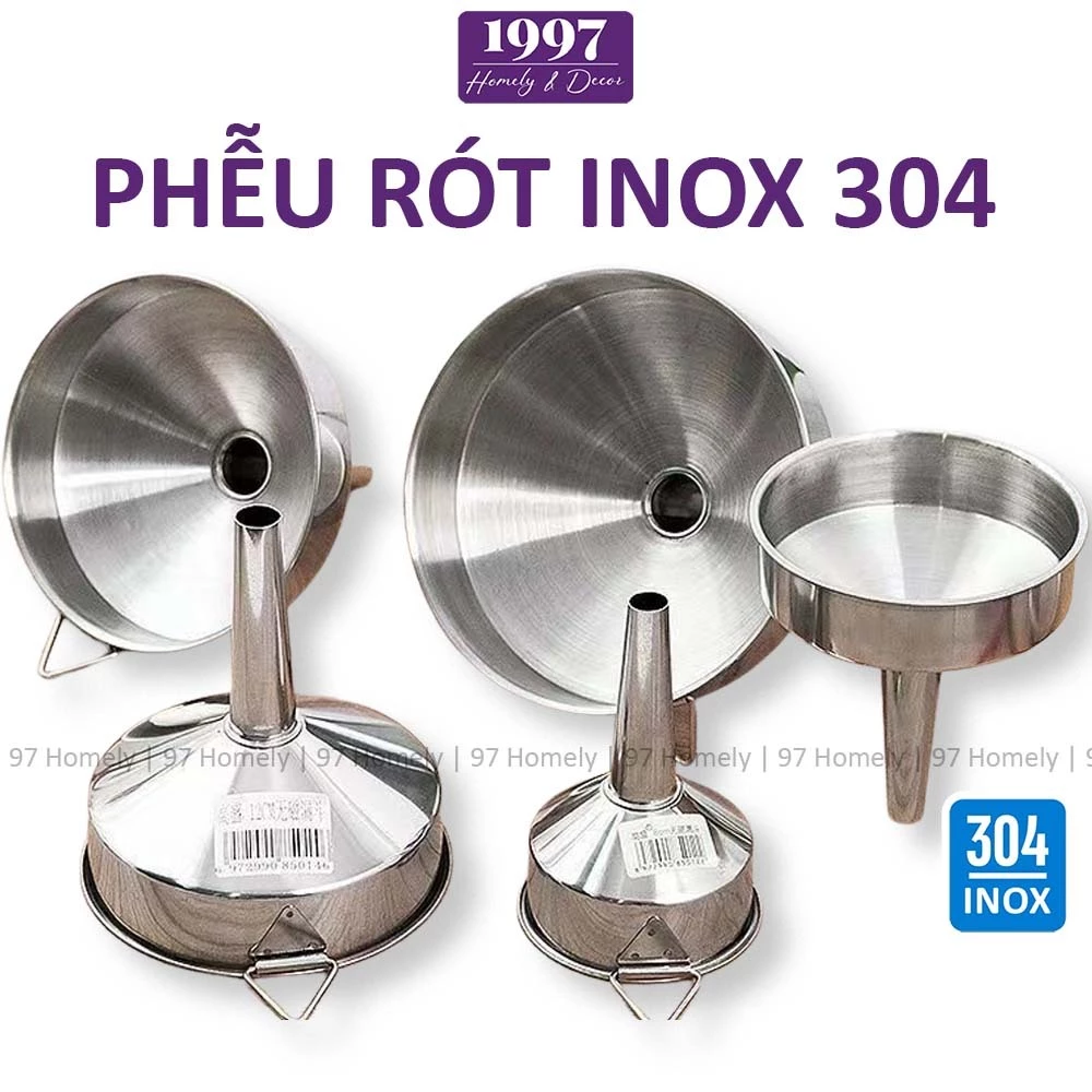 Phễu Inox 304 Chống Gỉ Nhiều Kích Cỡ Có Móc Treo Rót Dầu Đổ Ngũ Cốc Thuận Tiện 97HOMELY DT260301101