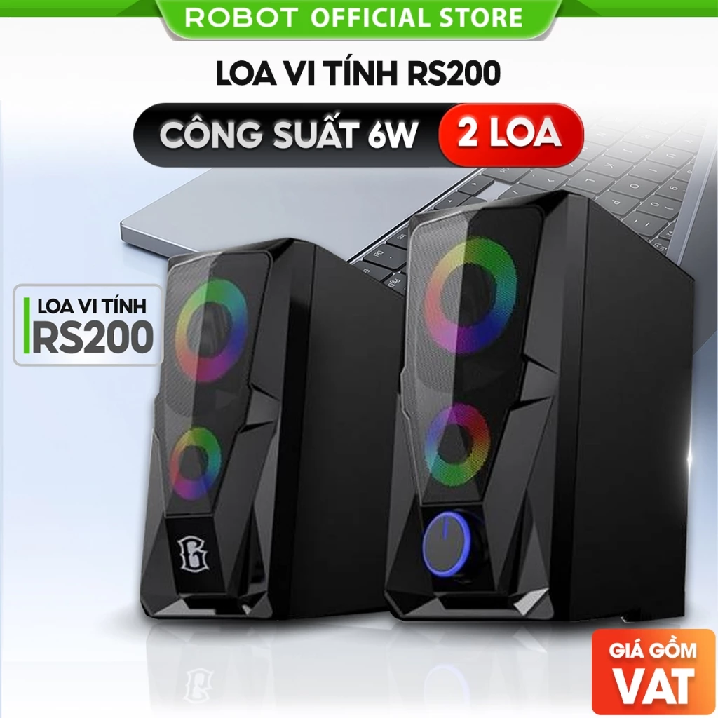 Loa máy vi tính mini ROBOT RS200 RS180 Hiệu Ứng Đèn LED - Âm Thanh Chất Lượng Cao