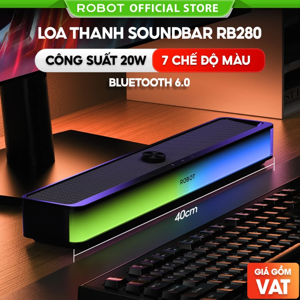 Loa Thanh Soundbar ROBOT RB280 Công Suất 20W Nghe Nhạc 8H Bass Trầm Kép Mạnh Mẽ - Hỗ Trợ Kết Nố