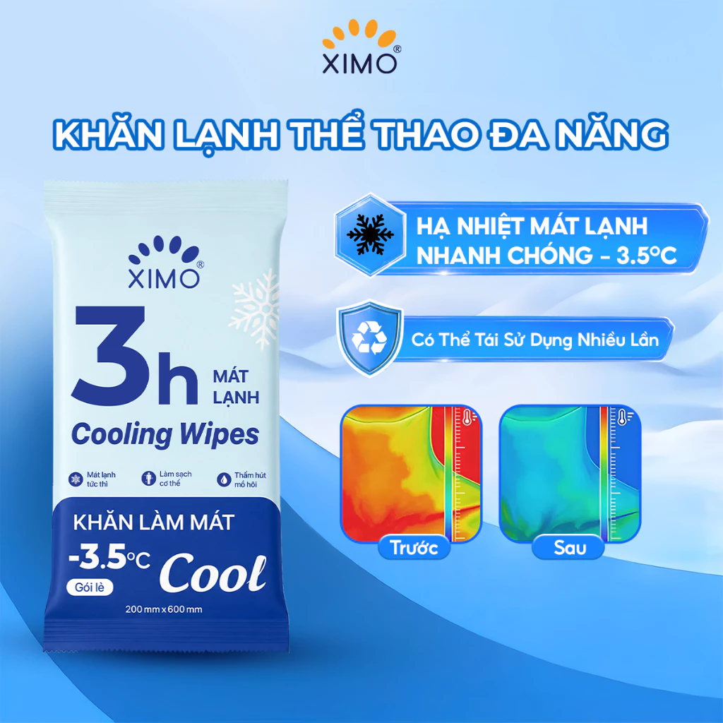 Khăn lạnh thể thao XIMO làm mát thấm hút mồ hôi và loại bỏ mùi cơ thể, an toàn cho da