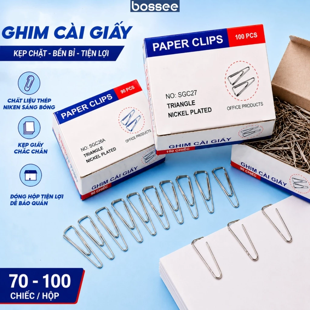 Ghim Cài Giấy Mạ Niken Chống Gỉ, Ghim Kẹp Tài Liệu Phù Hợp Cho Văn Phòng