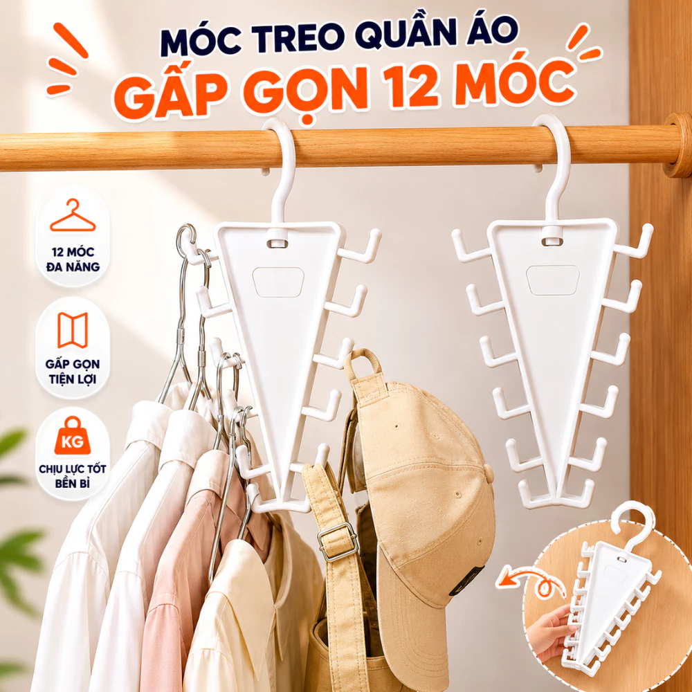 Móc Treo Quần Áo 12 Móc Đa Năng xoáy 360