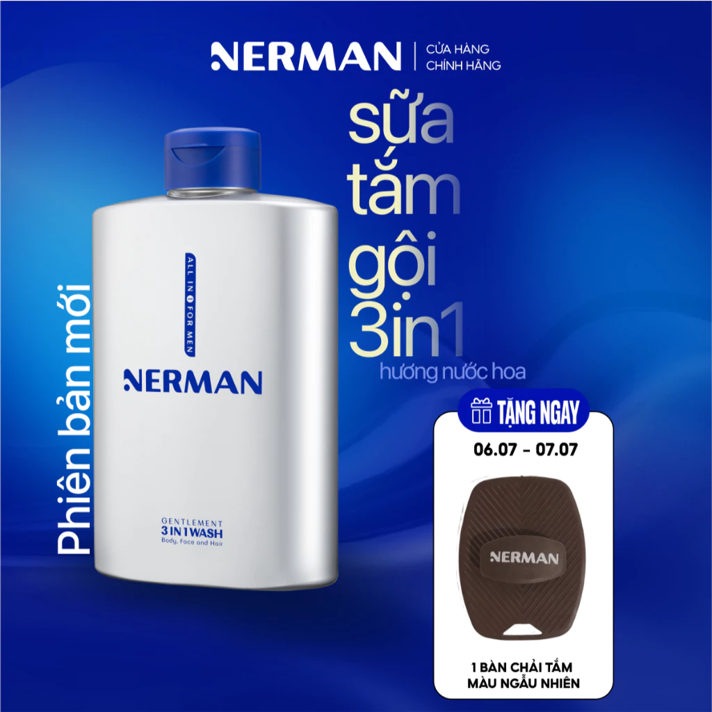 Sữa tắm gội nam giới hương nước hoa Gentleman 3 in 1 Nerman 350ml