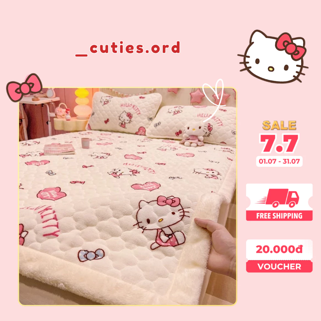 [ORDER] Nệm Trải Giường Hello Kitty My Melody Siêu Cute, Mềm Mịn Ấm Áp | Nệm Trải Giường Giữ Nhiệt