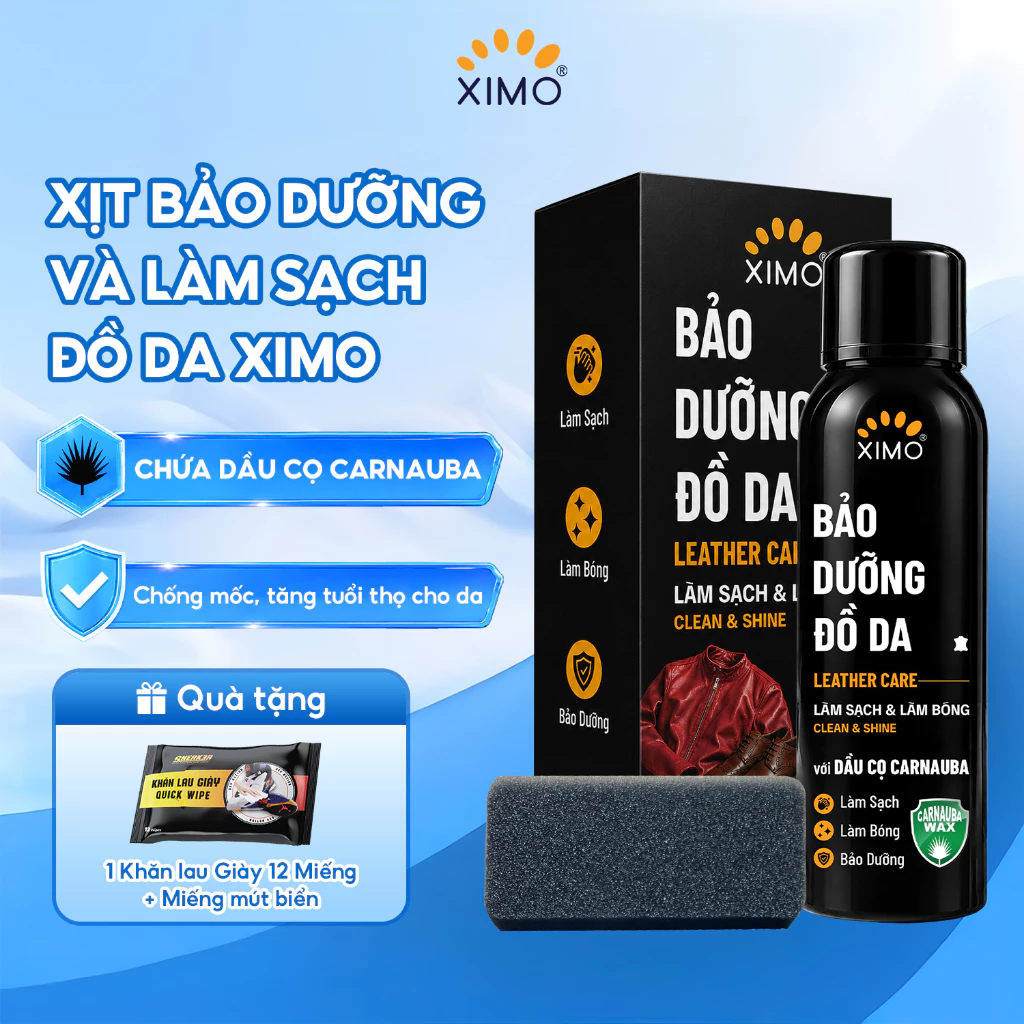 Chai xịt bảo dưỡng và làm sạch đồ da XIMO, Xịt dưỡng làm mới tăng tuổi thọ cho da và chống mốc
