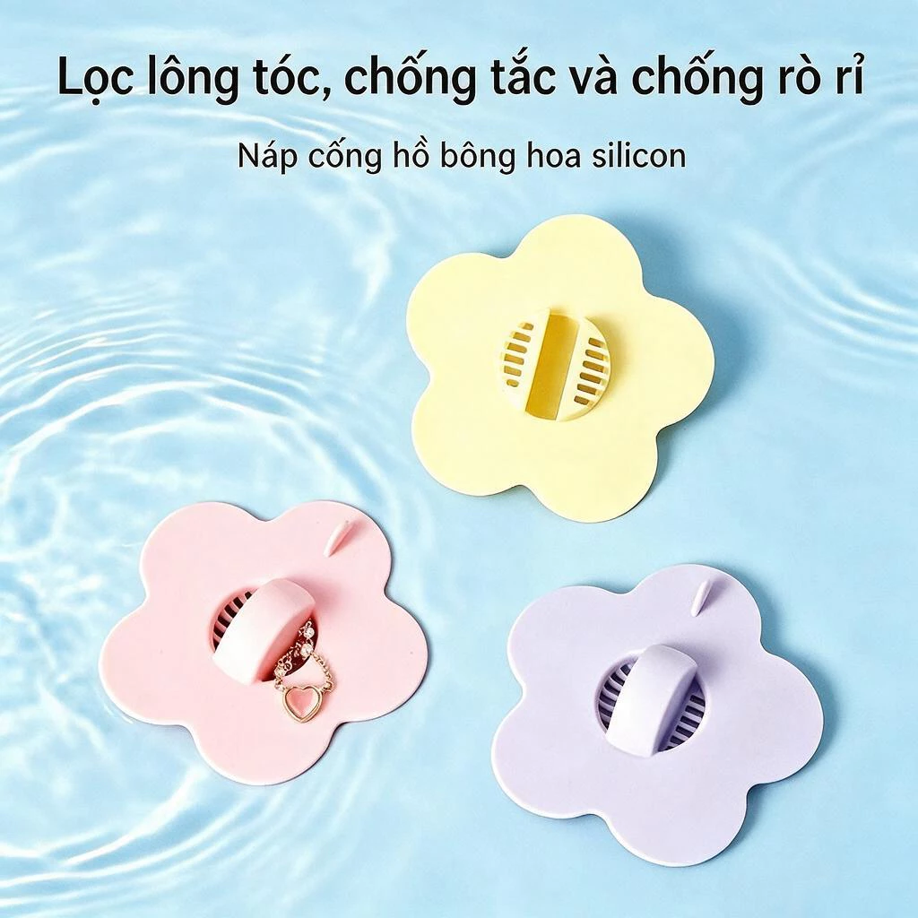 Nắp Chặn Lọc Rác Bồn Rửa Bát Bật Mở - Nắp Đậy Silicon Chặn Lông Tóc Bồn Tắm, Rửa Mặt - Ngăn Mùi Nắp Cống