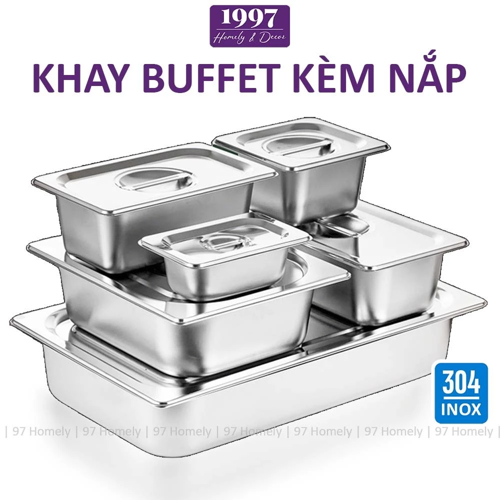 Khay Đựng Đồ Ăn Khay Buffet Inox 304 Chống Gỉ Nhiều Cỡ Dùng Nhà Hàng Quán Ăn 97HOMELY DT260601601