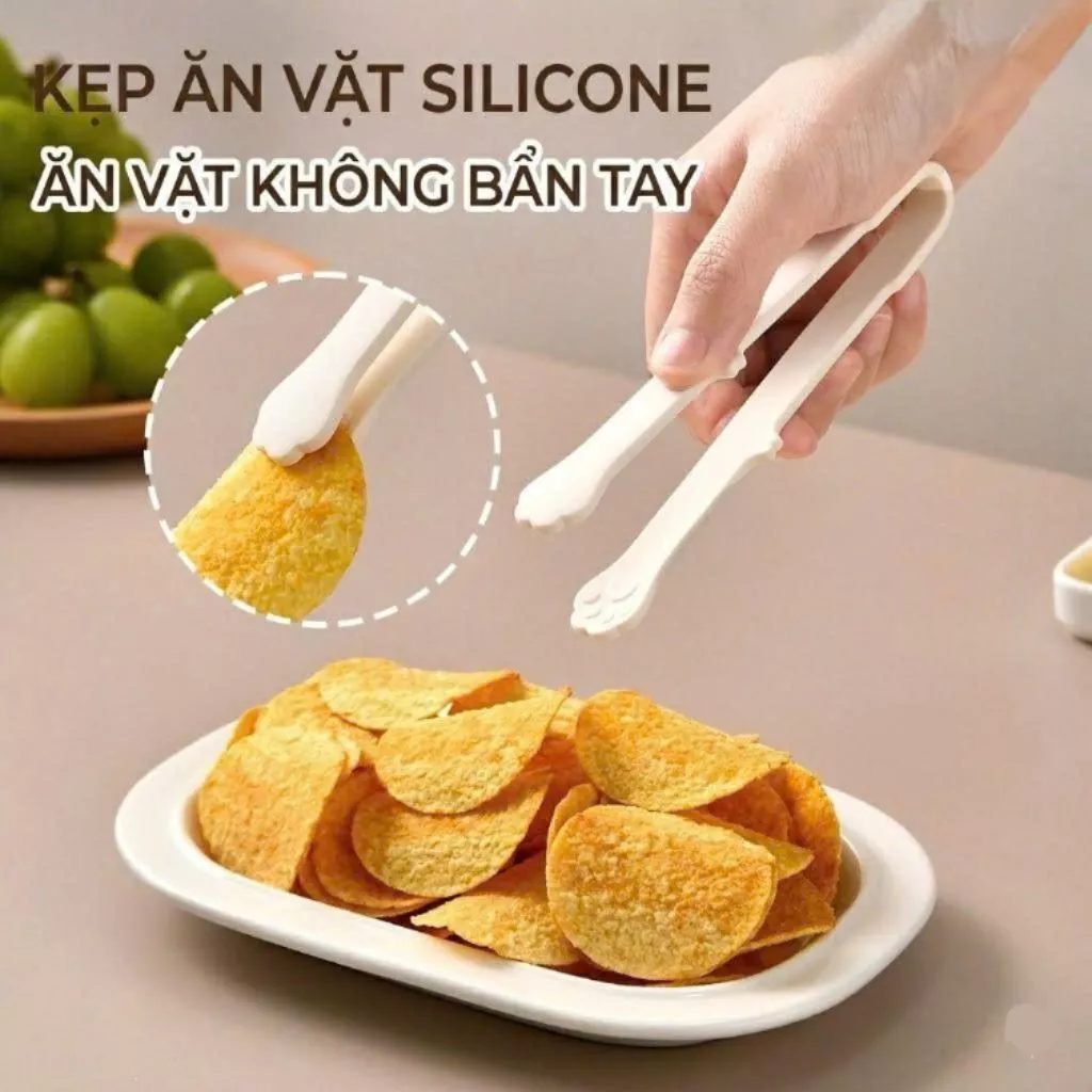 Kẹp gắp đồ ăn silicon hình chân mèo dễ thương chống trượt không bẩn tay