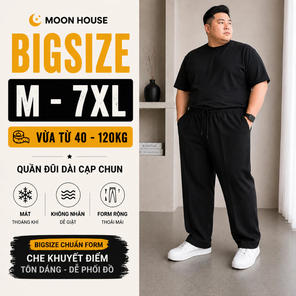 [ CÓ BIGSIZE ] Quần Đũi ống suông nam, nữ cạp chun D02 Màu Đen basic dễ phối đồ, vải mềm mịn