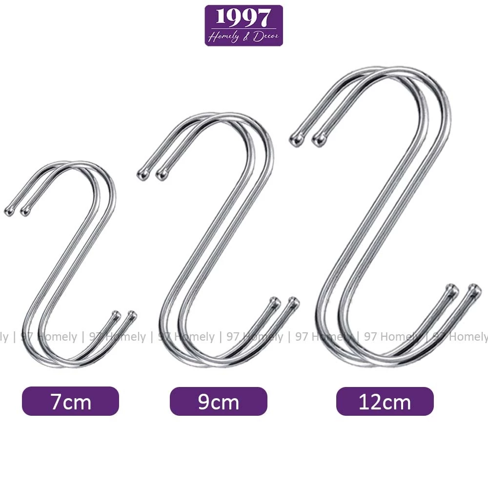 Móc Treo Đồ Chữ S Inox 304 Chống Gỉ Nhiều Kích Cỡ Siêu Chắc Chắn Đa Năng 97HOMELY DT260400301