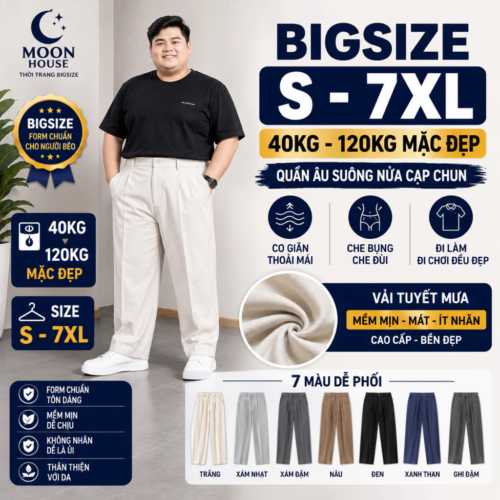[ CÓ BIGSIZE] Quần âu nửa cạp chun from suông rộng X01 phong cách Hàn quốc - SUN tối giản phong cách basic