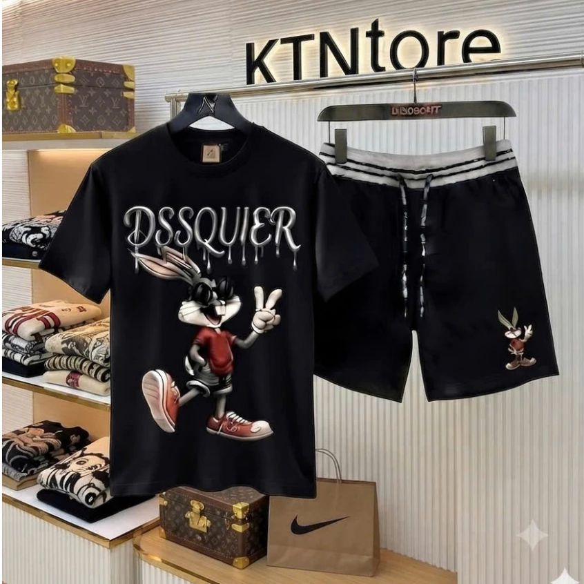 Bộ Cộc Hè Mới DSSQ Thỏ Đủ các màu Hot Trend Logo IN 5D Xịn Sò, Bộ Hè LiệuCotton lạnh Hàng QC HOTTREND