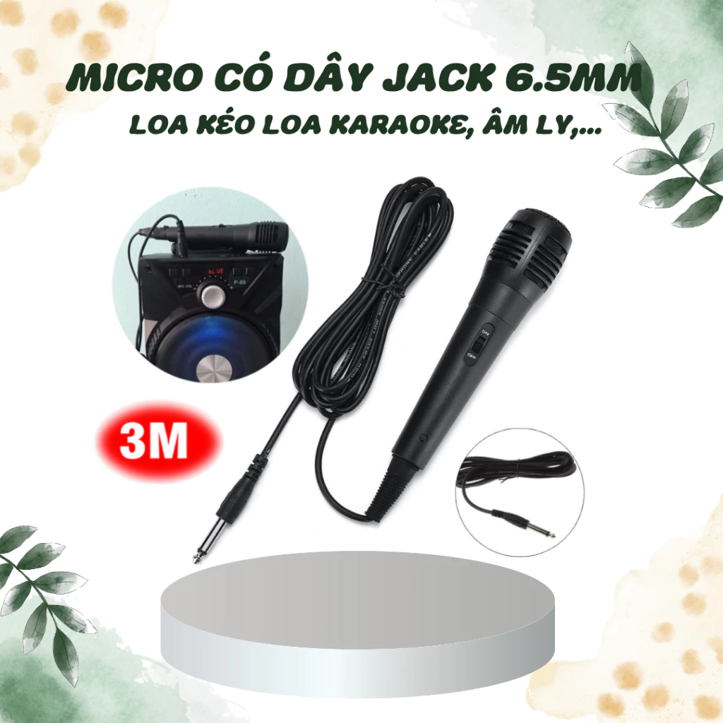 Mic Có Dây Dùng Cho Loa Kéo Loa Karaoke, Âm Ly Jack 6.5 Hút Giọng Echo Độ Vang Chuẩn