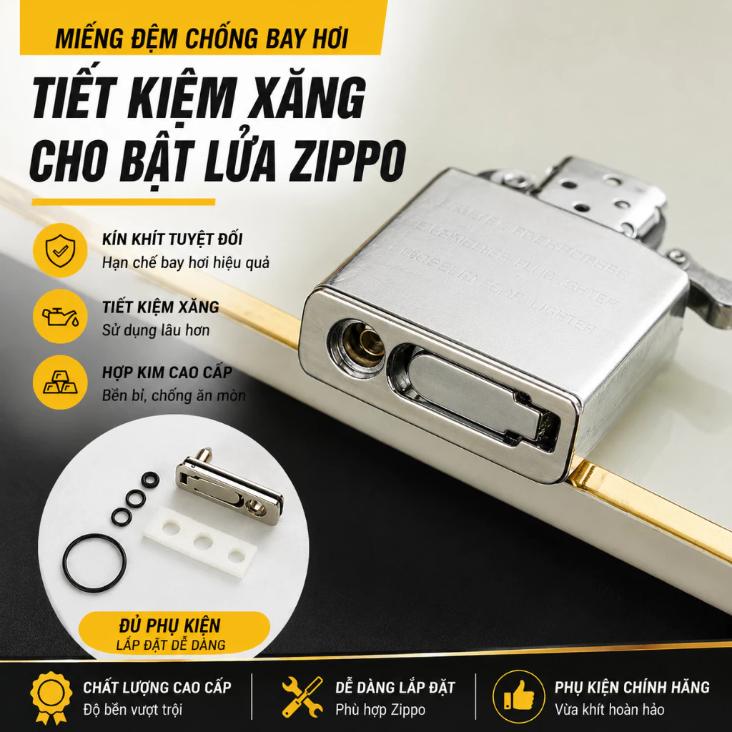 Đế Niêm Phong Bông (Chặn Đáy Bông- Chặn xă.ng) Bằng Kim Loại Dùng Cho BL Zippo Zorro