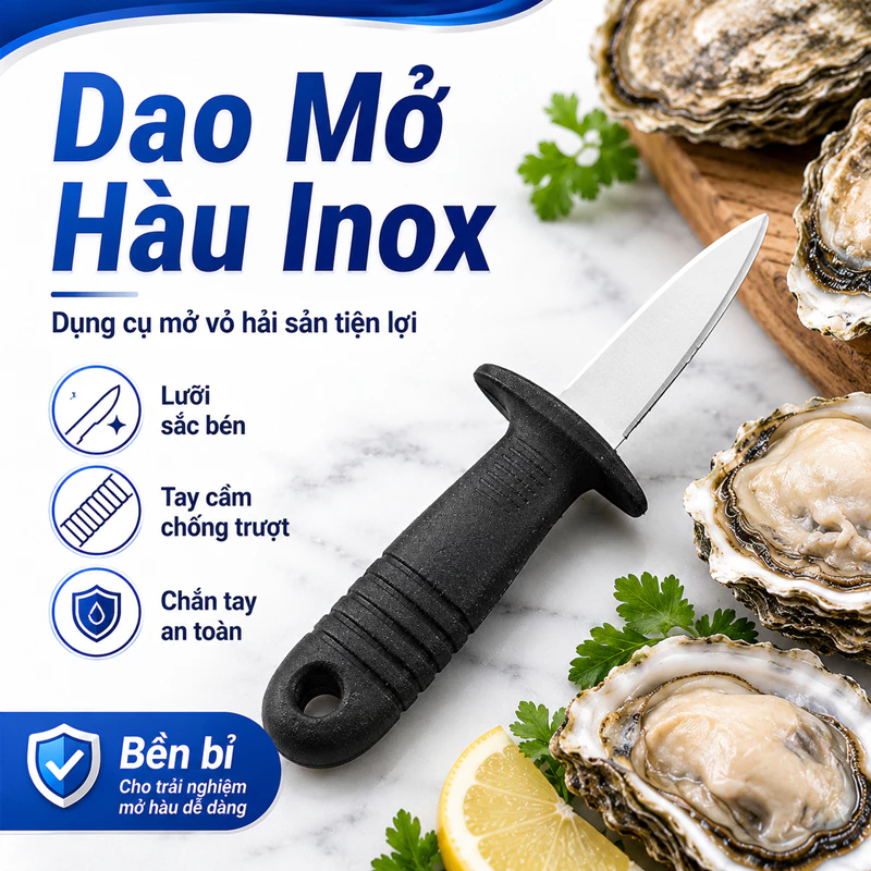 Dao tách mở vỏ hàu, nạy vỏ hải sản (sò, sò điệp,trai..) chuyên dụng, tay cầm tiện lợi