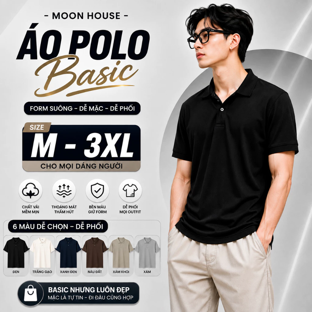 Áo Polo Trơn Unisex Nam Nữ MH Q2 nhiều màu sắc - Form Suông Cổ Bẻ, Phong Cách Basic Thanh Lịch