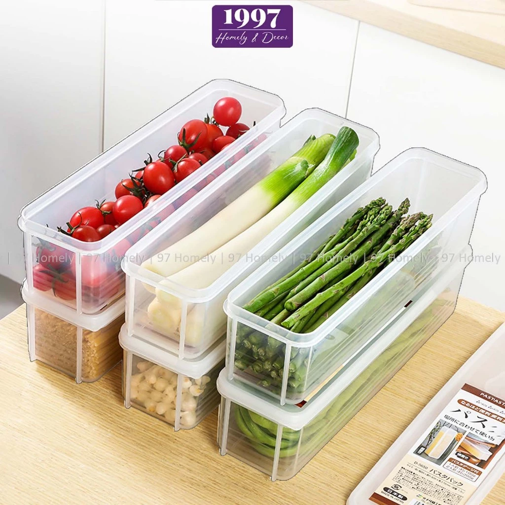Hộp Nhựa Đựng Thực Phẩm Dáng Dài 97Homely Nhựa PP Cao Cấp Đựng Rau Củ Ngũ Cốc Kèm Nắp DT241102801