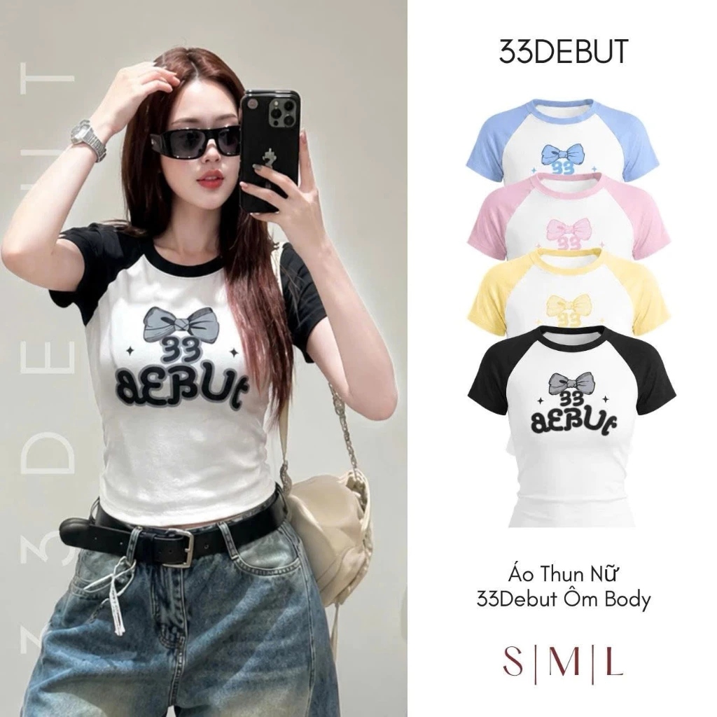 Áo Thun Nữ Slim Fit Ôm Body 33 DEBUT, Croptop Tay Ngắn Cổ Tròn Co Giãn Thoải Mái Phong Cách Hàn Quốc - P01