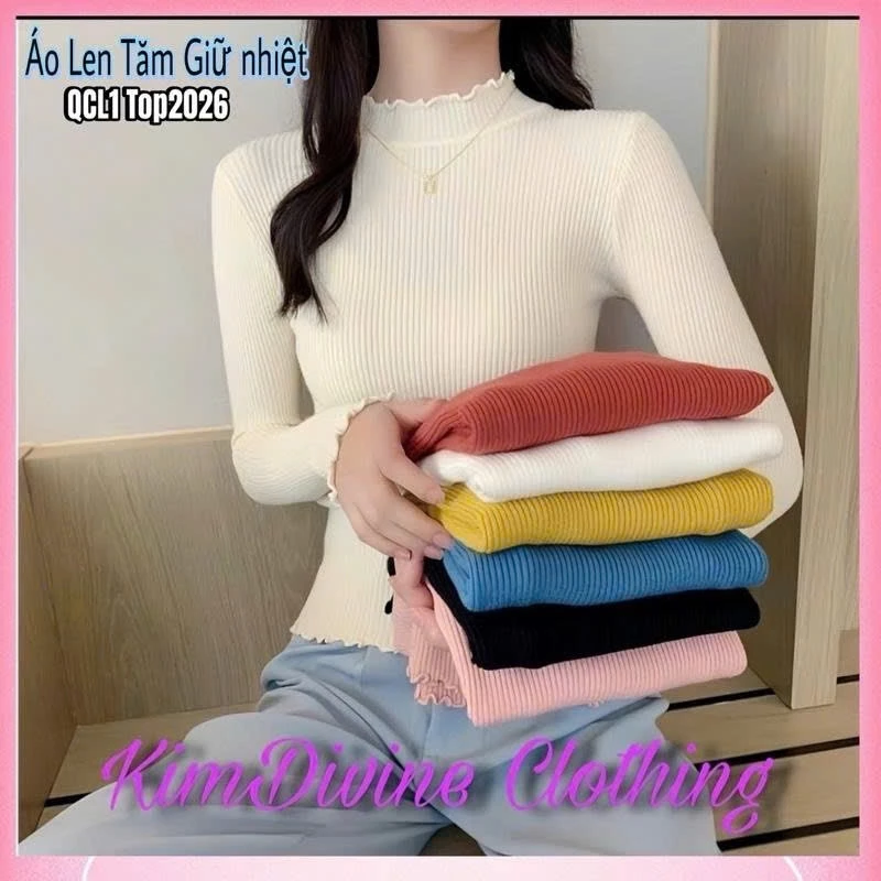 QCL1 Áo Len Dệt Kim Tăm Thu Đông Cổ Bèo 3cm Freisze Giữ Nhiệt Cao Cấp Co Dãn Tốt 33DEBUT 2027