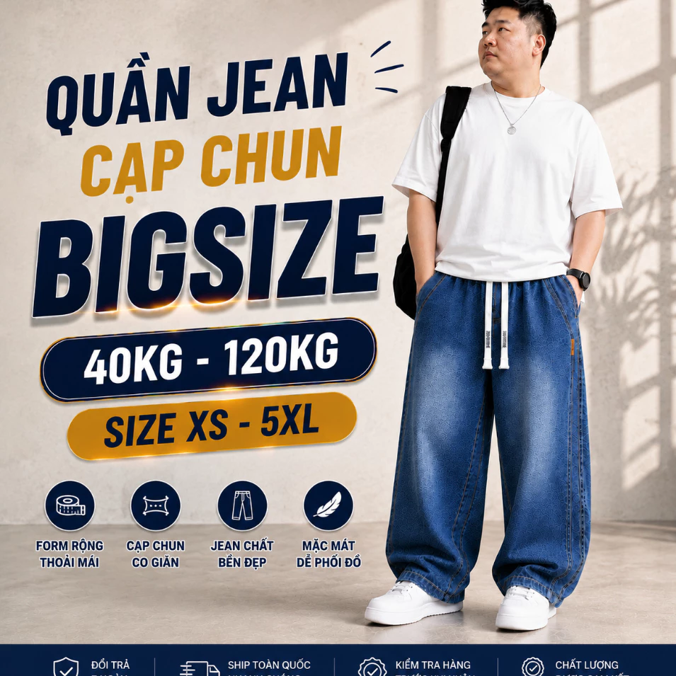 Quần jean ống rộng dành cho nam nữ bigsize  N9 - XANH THẪM Menswear Ong Pants Có Túi jean retro