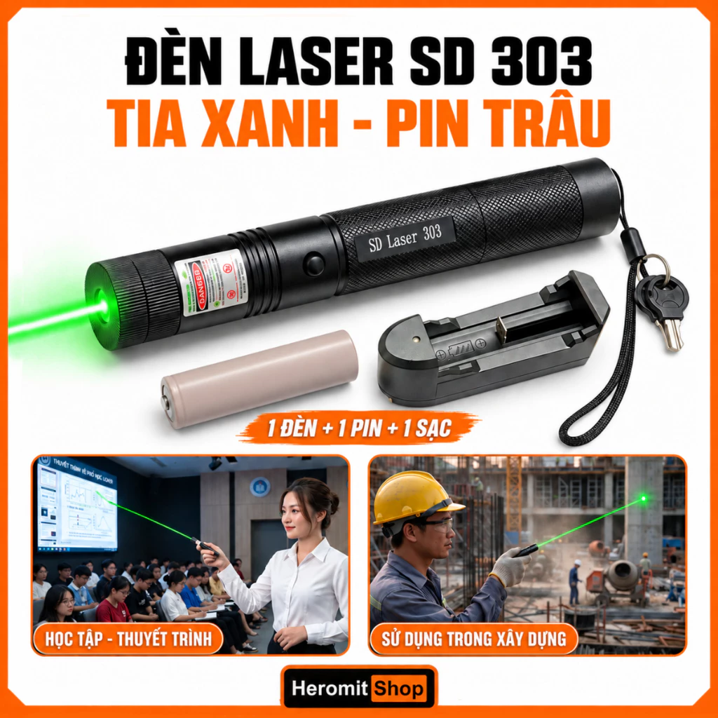 Bút Laser , ĐÈN LAZE 303 ánh sáng xanh CỰC MẠNH