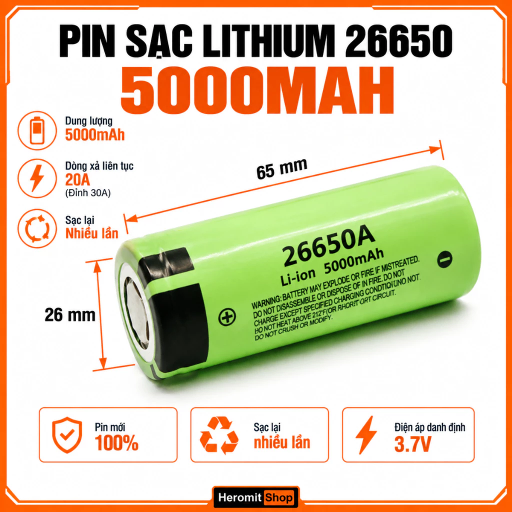 BỘ SẠC VÀ PIN 26650 XANH , Bộ sạc pin đôi 5000mAh xả cao 30A