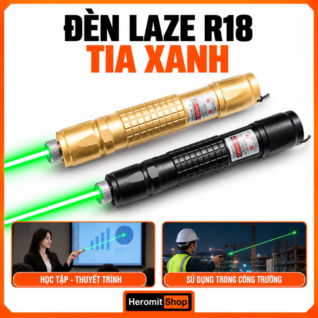 Đèn laser R18 , tia laze ánh sáng xanh , bút chỉ laser giảng dạy ( loại tốt )