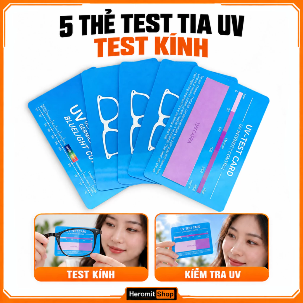 Thẻ UV test XANH ( Combo 5 thẻ ) kiểm tra tia cực tím UV sử dụng nhiều lần