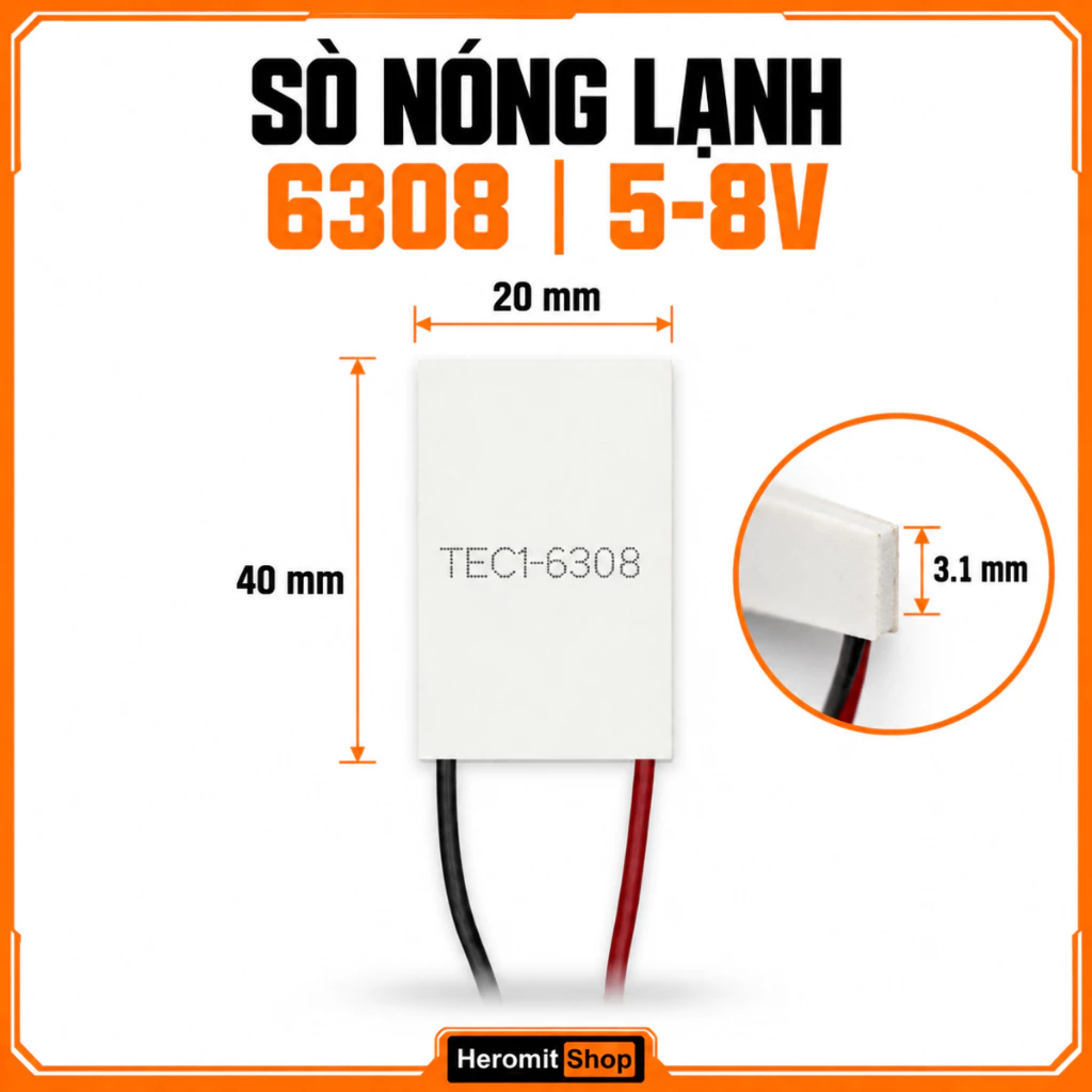 Sò Nóng Lạnh 4x2cm TEC- 6308 DỌC 45W