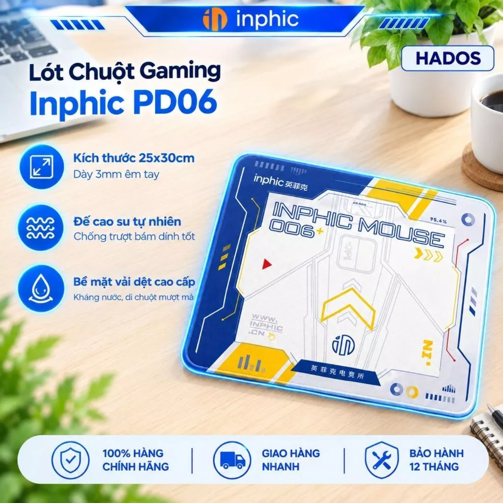 Lót chuột Inphic PD06 25x30cm Chính Hãng - Bàn Di Chuột Gaming Chống Nước Siêu Mượt, Hỏa tốc 2h