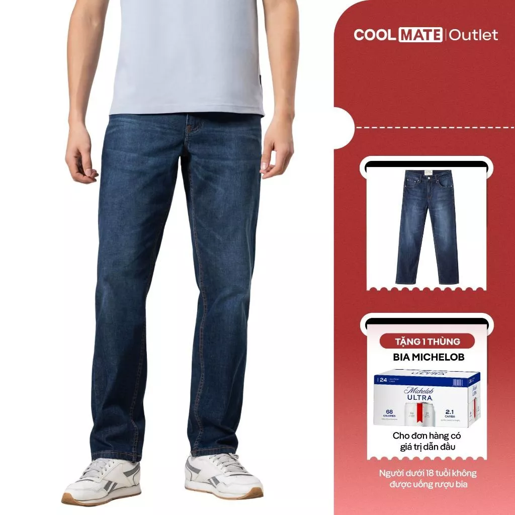 Quần Jeans Nam Dáng Straight siêu nhẹ gần 300g -Coolmate