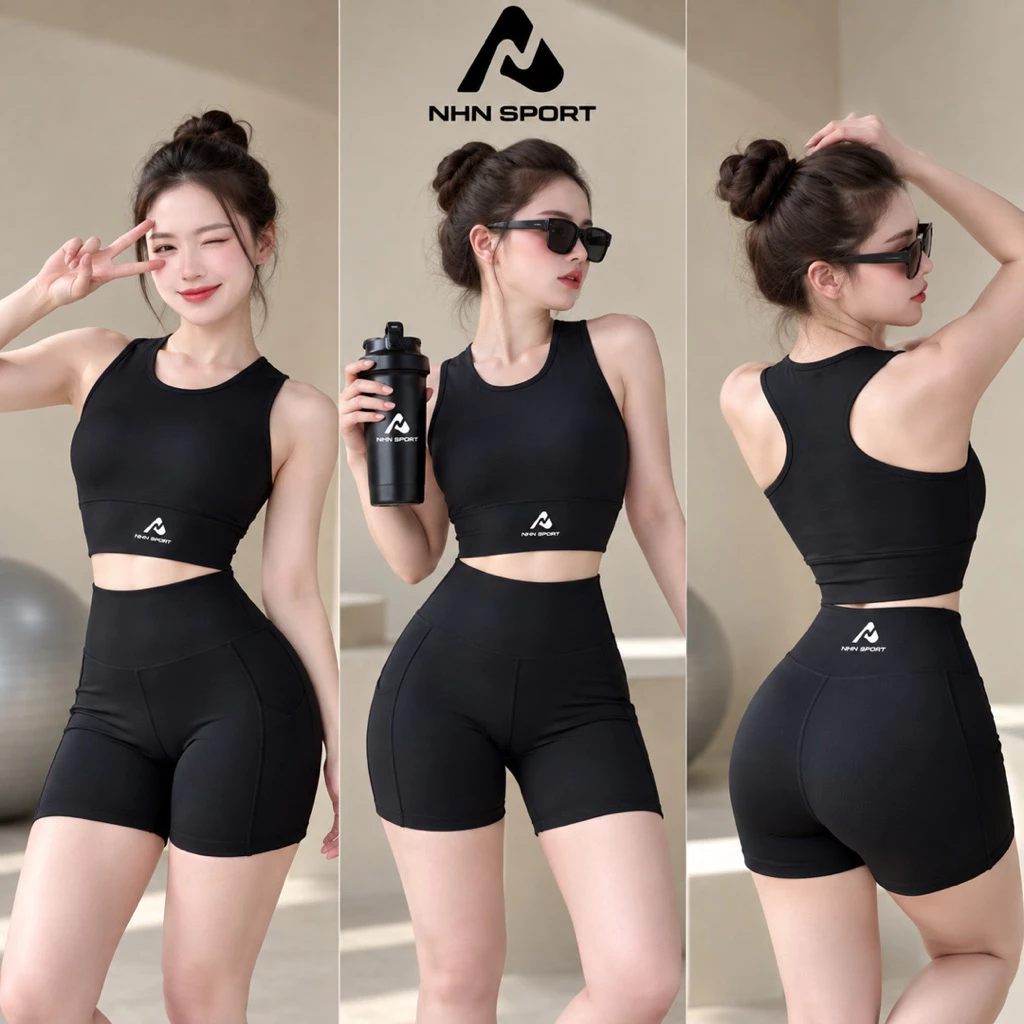 Bộ Quần và Áo Thể Thao  Tập Gym Yoga NHN SPORT Bơi Lội Chất Thun Lạnh Mềm Mịn Co Giãn Đàn Hồi Tốt Set Đồ Thể Thao Nữ B02