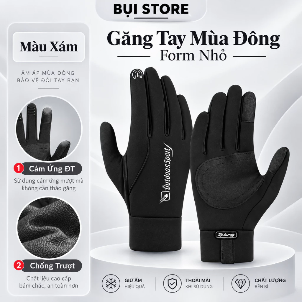 Găng tay xe máy mùa đông chống nước giữ ấm, cảm ứng điện thoại CheYanchi, Golove.Joy
