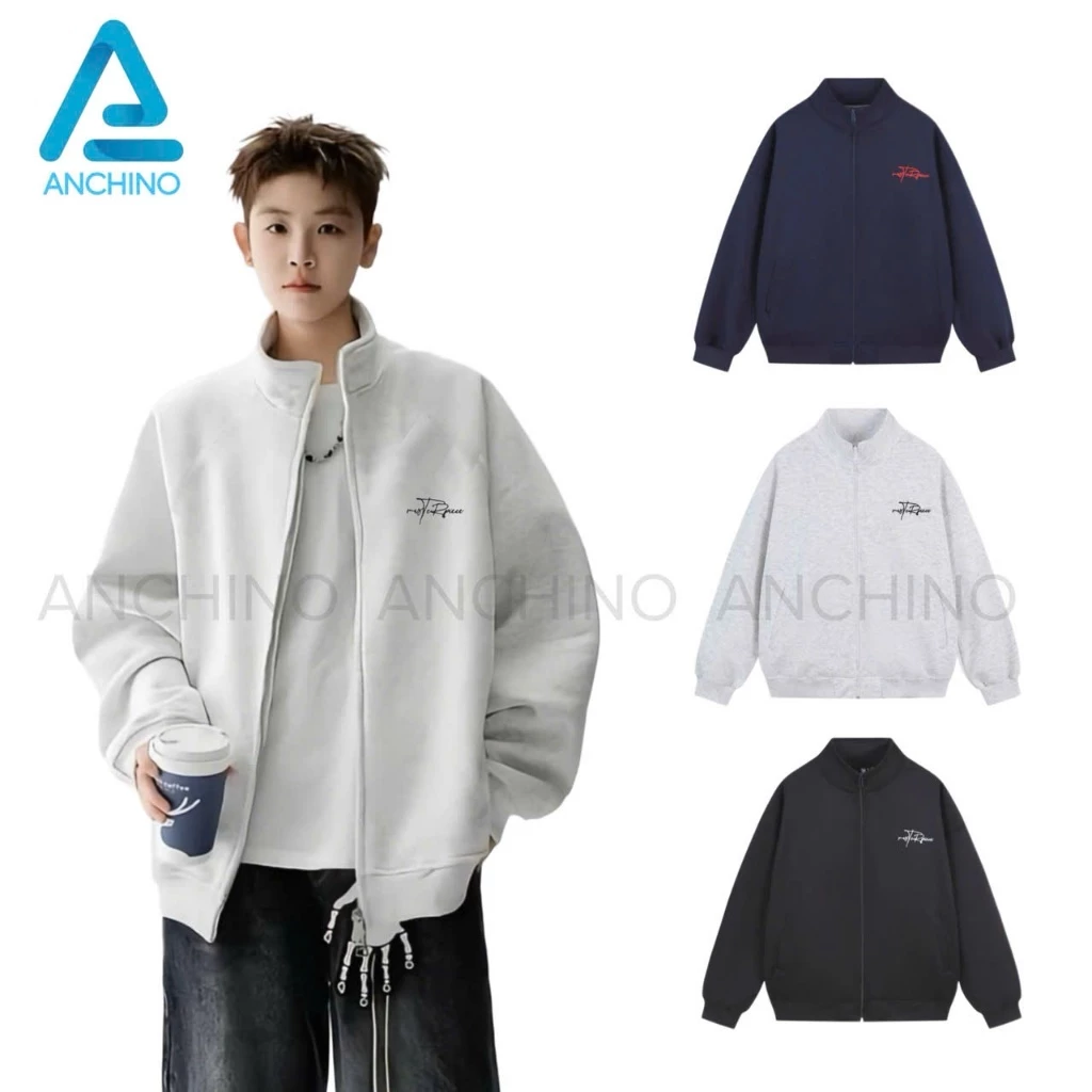 Áo Khoác Nỉ Zip Uniex Cổ Cao Chất Vải Nỉ Hai Da logo Thêu Sang Trọng