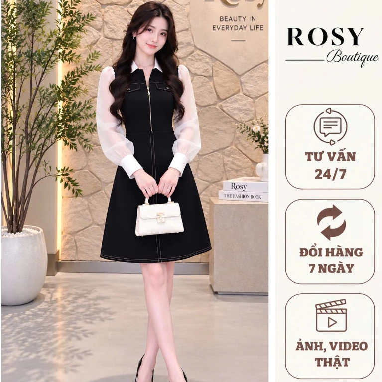 Rosy S31 váy thiết kế dáng A trẻ trung, thiết kế khoá kéo phía trước và sau nổi bật phù hợp mọi sự kiện