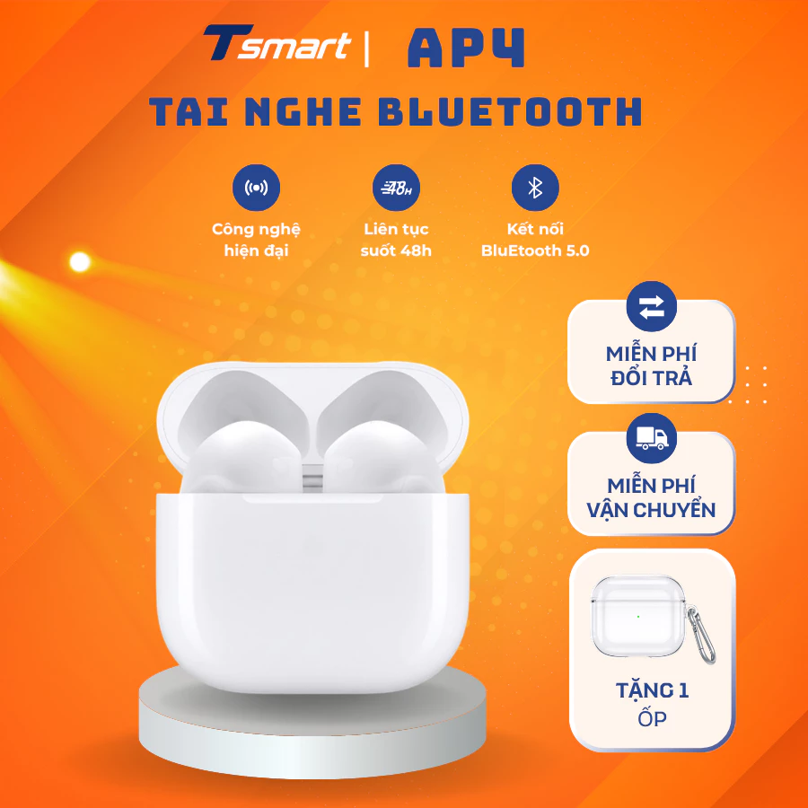 Tai Nghe Bluetooth AP 4 Full Chức Năng 2026 – Âm Thanh 9D, Pin Lâu, Hỗ Trợ Định Vị & Hiển Thị Pop-up