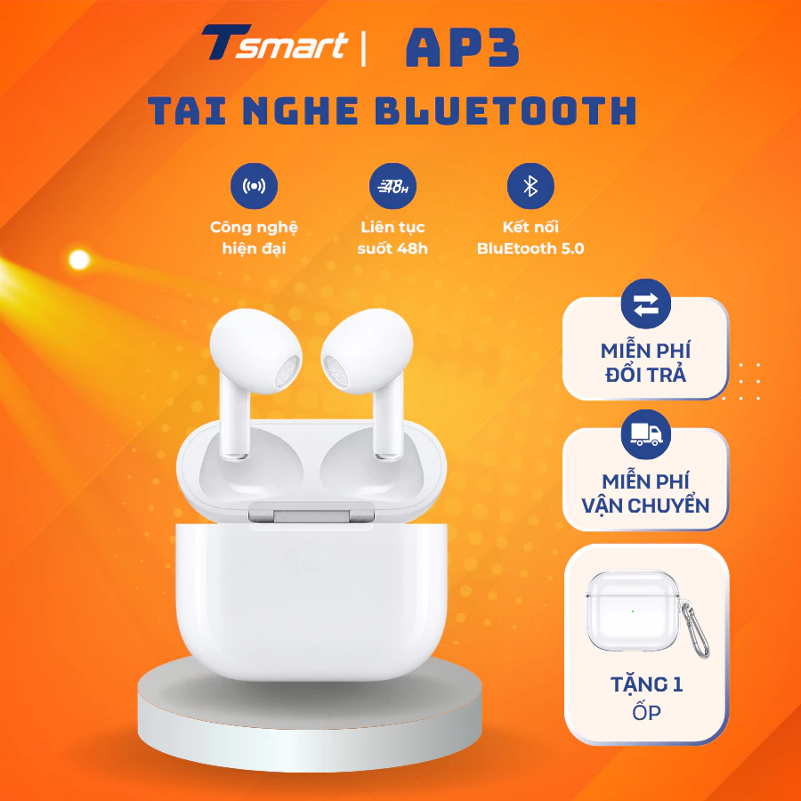 Tai nghe Bluetooth Không Dây AP 3 Bản 8H Định Vị Đổi Tên Nghe Nhạc Dùng Cho Mọi Dòng Máy Bảo Hành