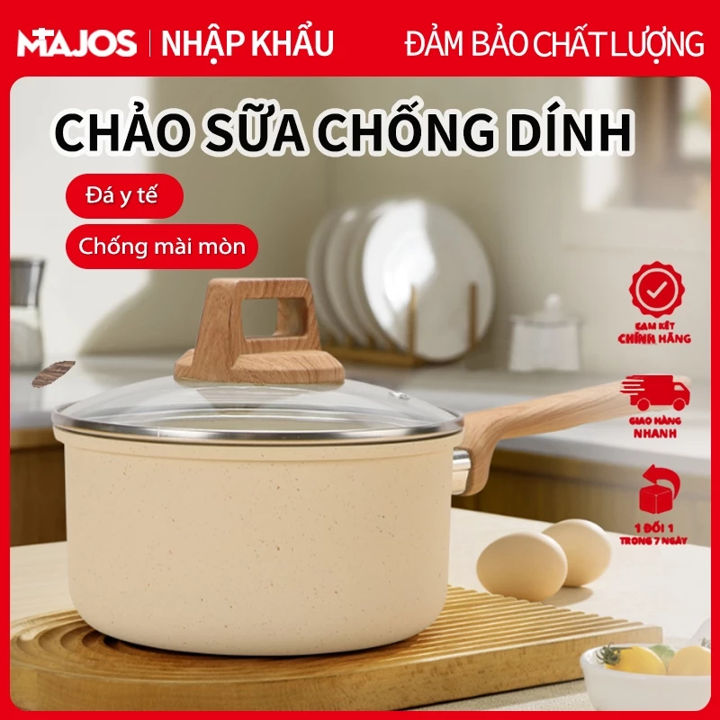 Nồi Sữa Chống Dính 18CM có nắp Nồi nấu Nồi tuyết Nhật Quánh vân đá  Nồi Đa Năng Nồi đựng thức ăn cho bé cao cấp