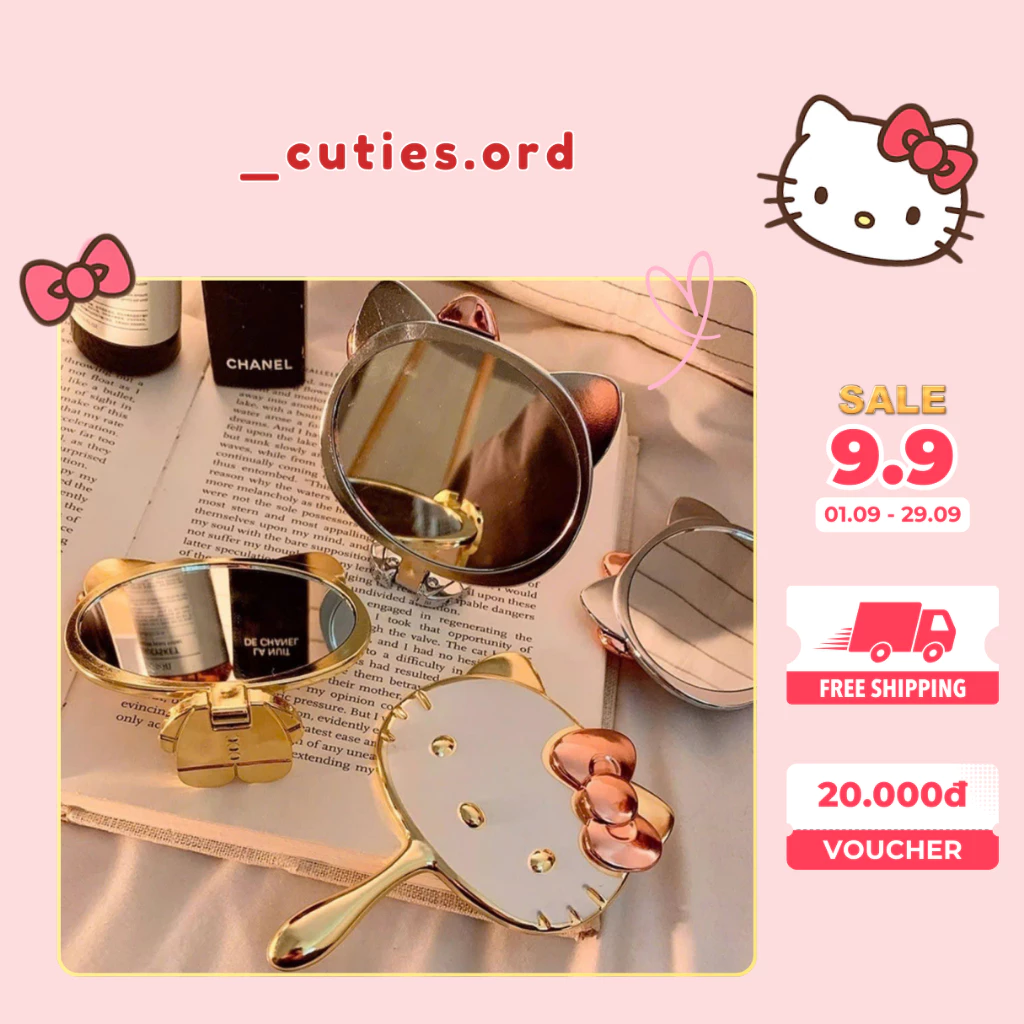 [ORDER] Gương Cầm Tay / Gập Hello Kitty Siêu Xinh – Gương Trang Điểm Mini, Tiện Lợi, Cute