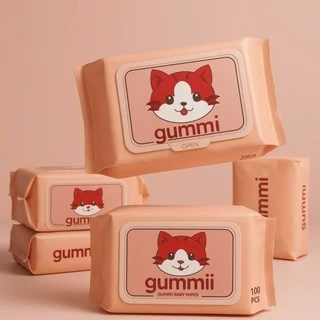 Thùng 10 gói khăn ướt GUMMII  80 tờ không CỒN không PARABENS cao cấp dành cho em bé, cực kì an toàn