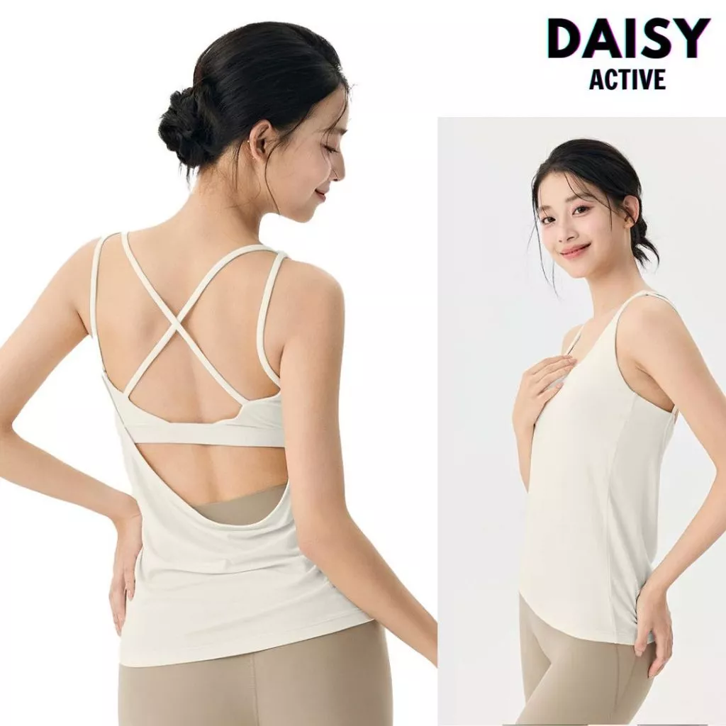 DAISY ACTIVE Áo tập Gym nữ dây chéo lưng hở Chất thun lạnh cao cấp, co giãn 4 chiều,thấm hút mồ hôi nhanh